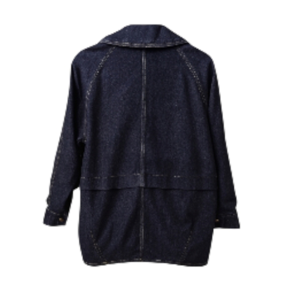 Free People XL Oversized Denim Car Jacket — Double-Breasted, Deep Pockets - Picture 12 of 16